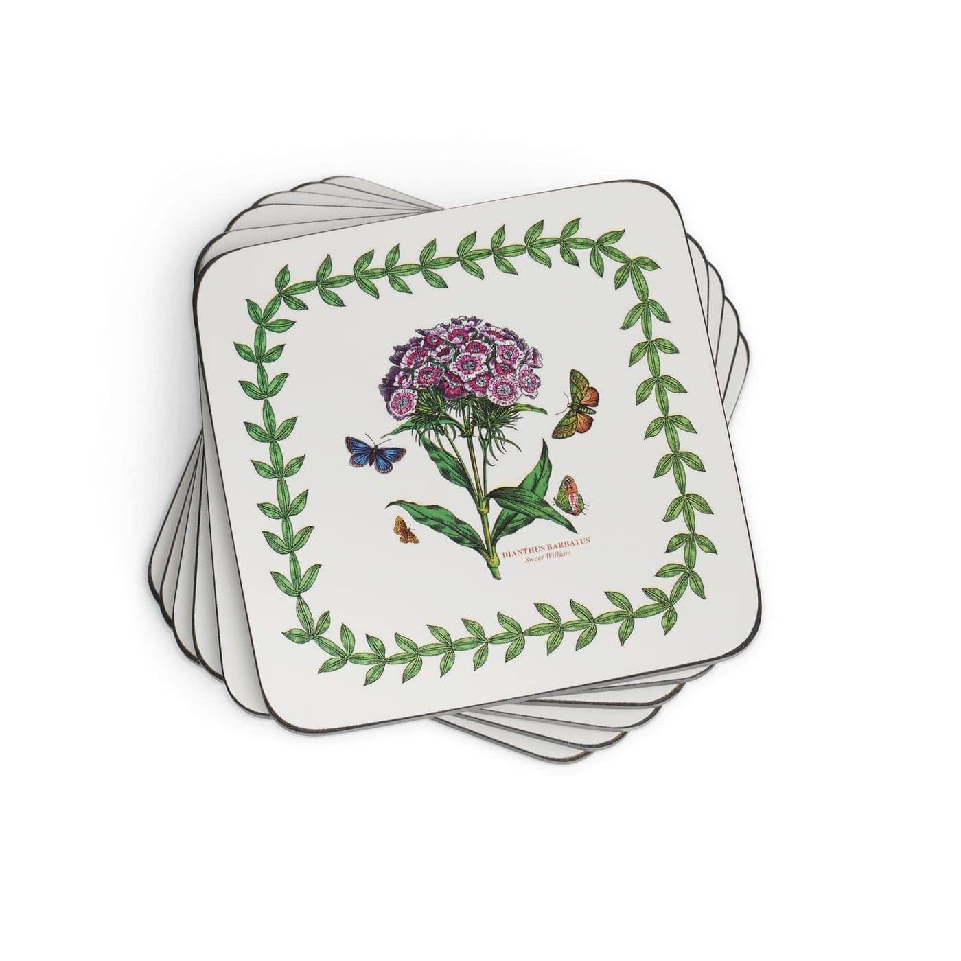 Portmeirion Botanic Garden Coasters (Set of 6) - Cork-Backed Board, Heat Resistant, Stain Resistance - Artistic Botanical Motifs for Tabletop Protection, Unique & Stylish Coasters for Home
