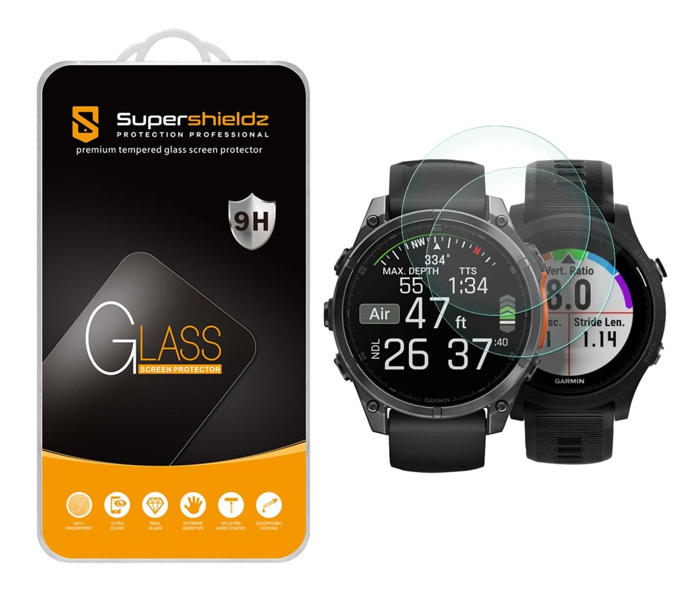 Supershieldz (2 Pack) Designed for Garmin Forerunner 935 / Garmin Fenix 8 (Solar/Amoled) 47mm / Fenix E (47mm) Tempered Glass Screen Protector, Anti Scratch, Bubble Free