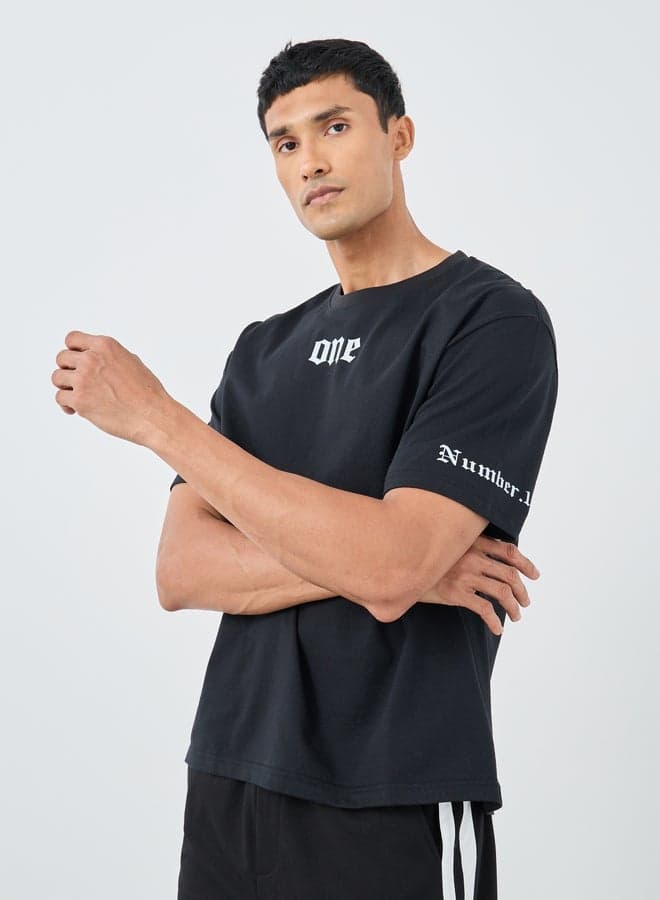 Styli Placement Print Crew Neck Oversized T-Shirt