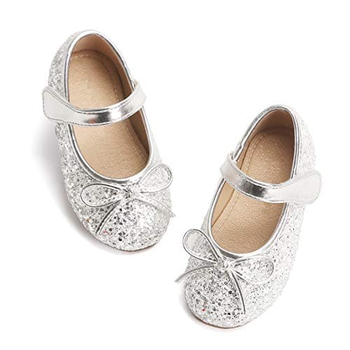 Otter MOMO Toddler Flower Girl Dress Silver Shoes Size 12 Ballerina Flats School Party Wedding Shoes