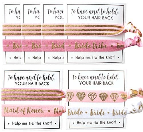 Bride Tribe Hair Tie Cards. to Have and to Hold, Your Hair Back. Help Me Tie The Knot. Bachelorette, Wedding Shower, Party Favors for Bridesmaids (Pack of 6, Blush & Gold)