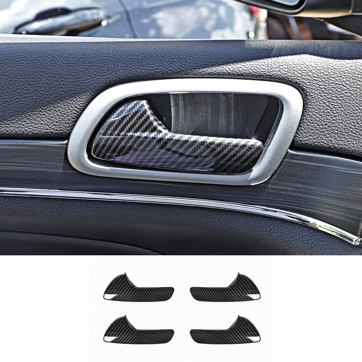 Hoolcar Inner Door Handle Bowl Trim Cover for 20112020 Jeep Grand Cherokee Carbon Fiber