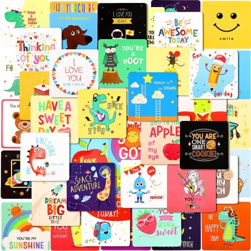 Teling 120 Pieces Lunch Box Notes for Kids Cute Lunchbox Notes for Kindergartners Inspirational and Motivational Notebook Kids Back to School Gifts,60 Style