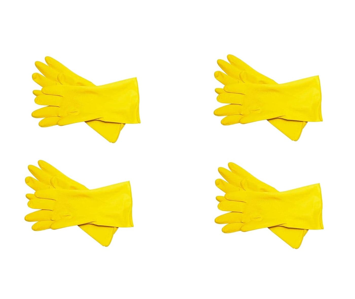 Ekon Combo Of 4 Latex Non Slip Multipurpose Heavy Duty Reusable Safety Rubber Hand Gloves For Chemical Resistance Protective Lab Gardening Industrial Building Construction Agriculture Work Yellow