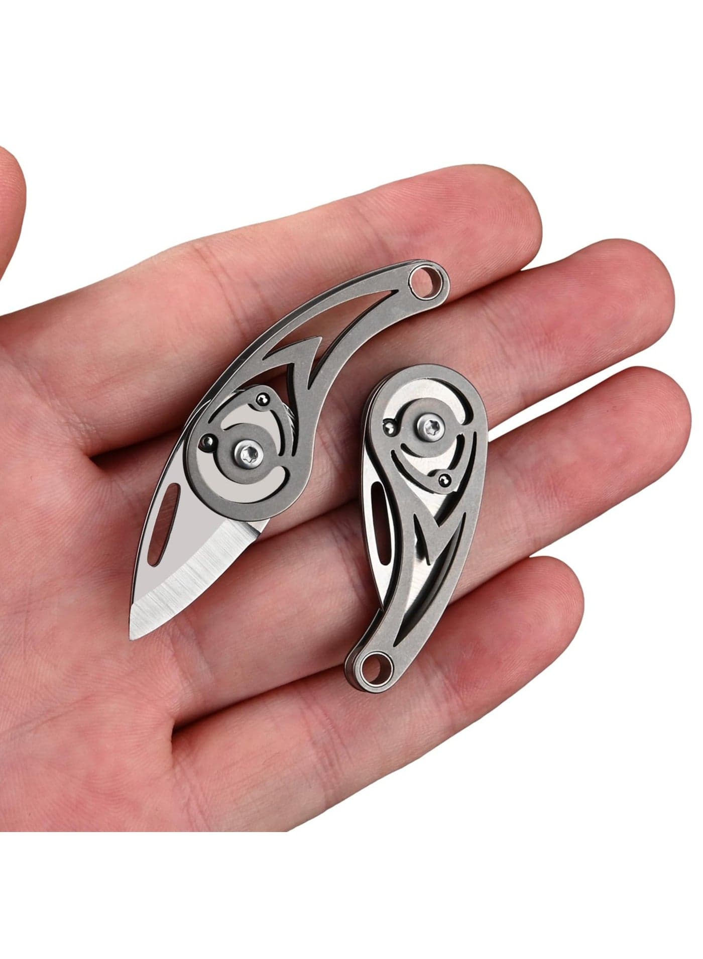 Compact EDC Titanium Keychain Knife, 2.3 Inch Folding Pocket Utility Knife for Camping, Hiking, Gifts for Men and Women