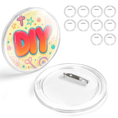 10 Pack 322 Inch Clear Button Pins DIY Photo Button Snap Together No Machine Reusable Acrylic Blank Badge Pins for Birthday Party School Projects Parties