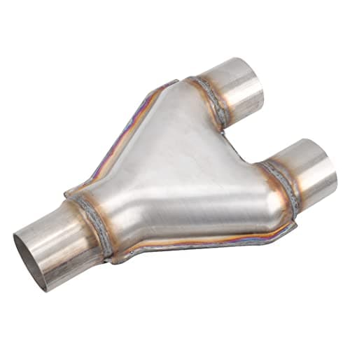 FGJQEFG T409 Stainless Steel Y Pipe 3'' Inch ID Single to 2.5'' Inch ID Dual Stamped Exhaust Adapter Connector, Overall Length: Approx. 10", Universal