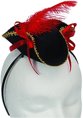 Loftus International Star Power Halloween Caribbean Pirate Tricorn Mini Hat Headband, Black, One Size Novelty Item
