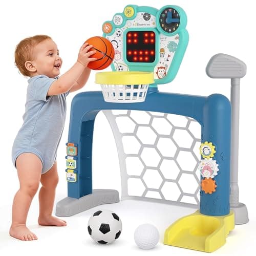 AIGIMU Toddler Sports Toys 3in1 Toddler Basketball Hoop Soccer Golf Activity Center Basketball Hoop for Kids 131 2 3 Year Old Boys Girls Toy Montessori Toys for Toddlers Baby