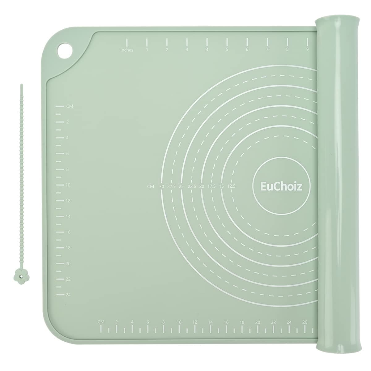 EuChoiz Silicone Pastry Mat 2416 Extra Thick Non Stick Baking Mat Food Grade Silicone Dough Rolling Bake Mat with Edge Heightening