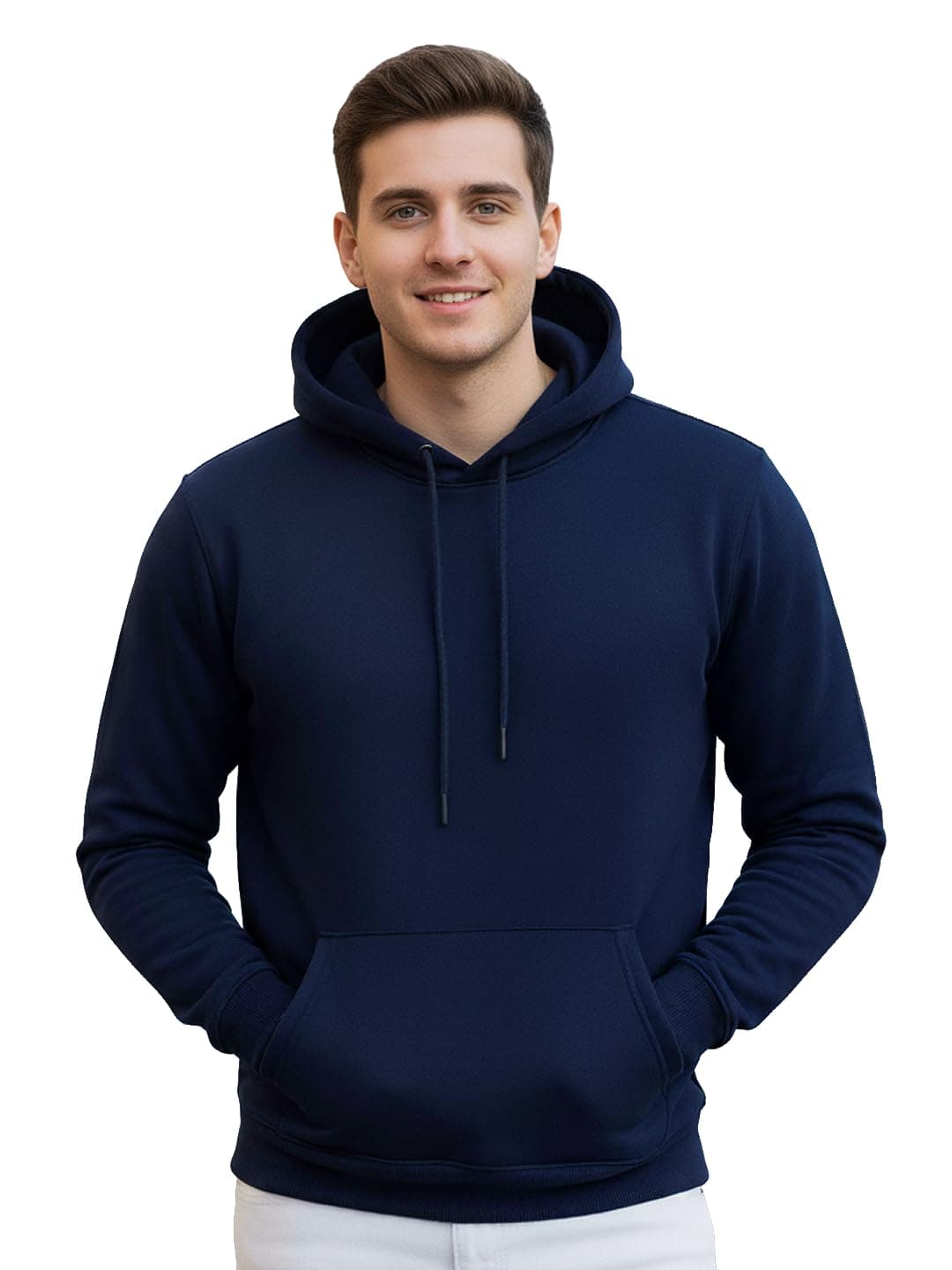 Neostreak Men's Fleece Neck Hooded Regular Fit Sweatshirt (neoswtsolhd-02-irnavy_Navy Blue (X_Large)