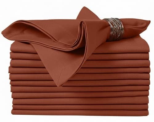 Ruvanti Cloth Napkins Set of 6 100 Cotton High GSM 18x18 Inches Soft Washable Highly Durable Absorbent Perfect for Parties Christmas Thanksgiving Dinners Rust