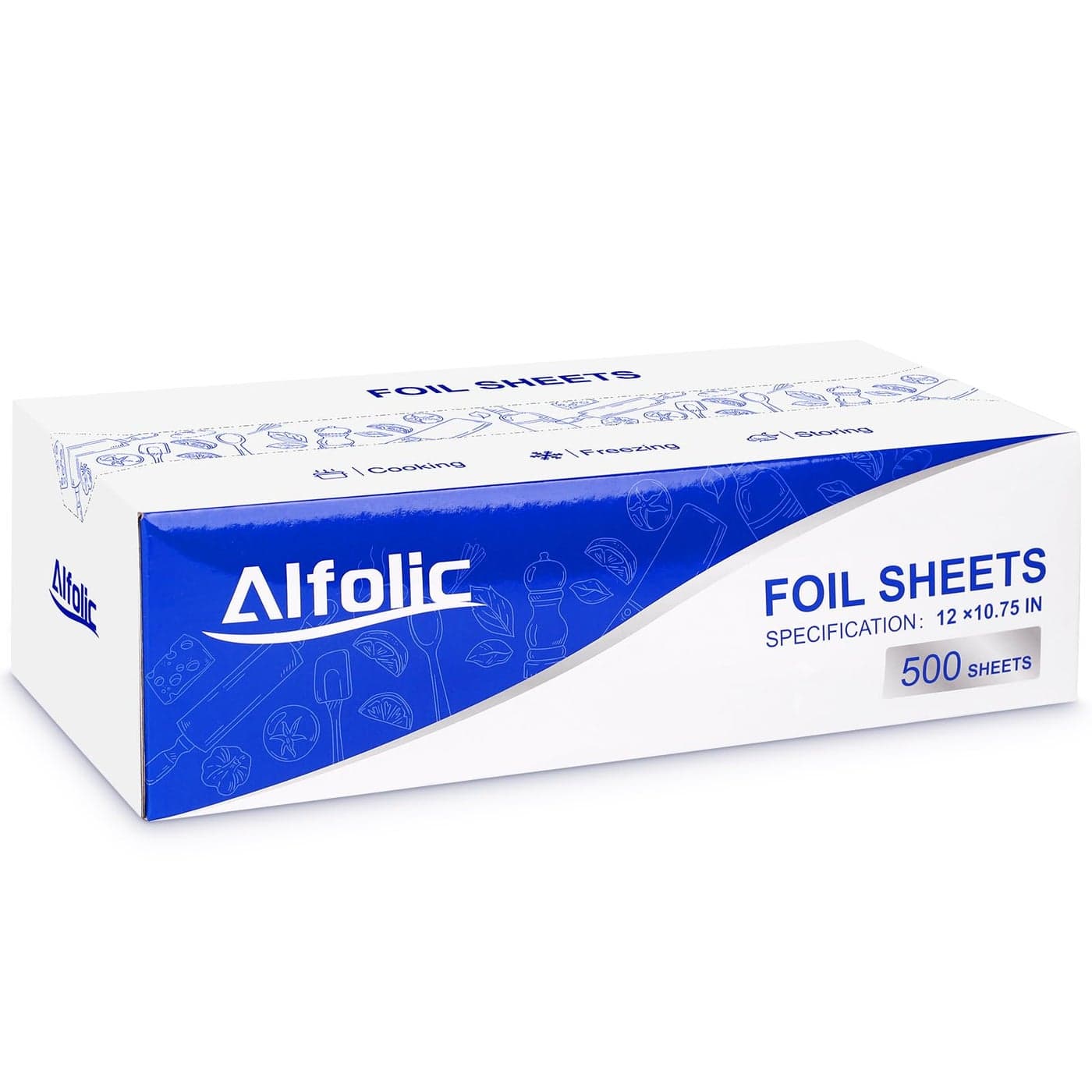 Alfolic Aluminum Foil Sheets 12 x 1075 Pre Cut Tin Foil Premium Aluminum Foil Wraps for Cooking Storing Food 500 Sheets