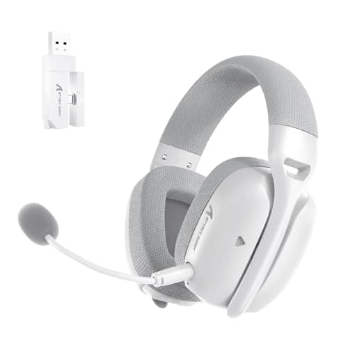 MAMBASNAKE×Attack Shark L80PRO Gaming Headset, Lightweight Over-Ear Gaming Headphones,Wired/BT/2.4G Wireless,Dual Microphone Stereo Surround Sound Low Latency for PC/Smartphone/Laptop/Tablet-White