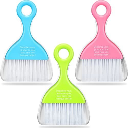 CHENGU 3 Pcs Mini Dustpan Set Brush for Table Whisk Brooms Small Dustpan Broom Set Mini Dust Pans with Brush Tiny Cleaning Table Sweep for Car Desk Keyboard Countertop Nest