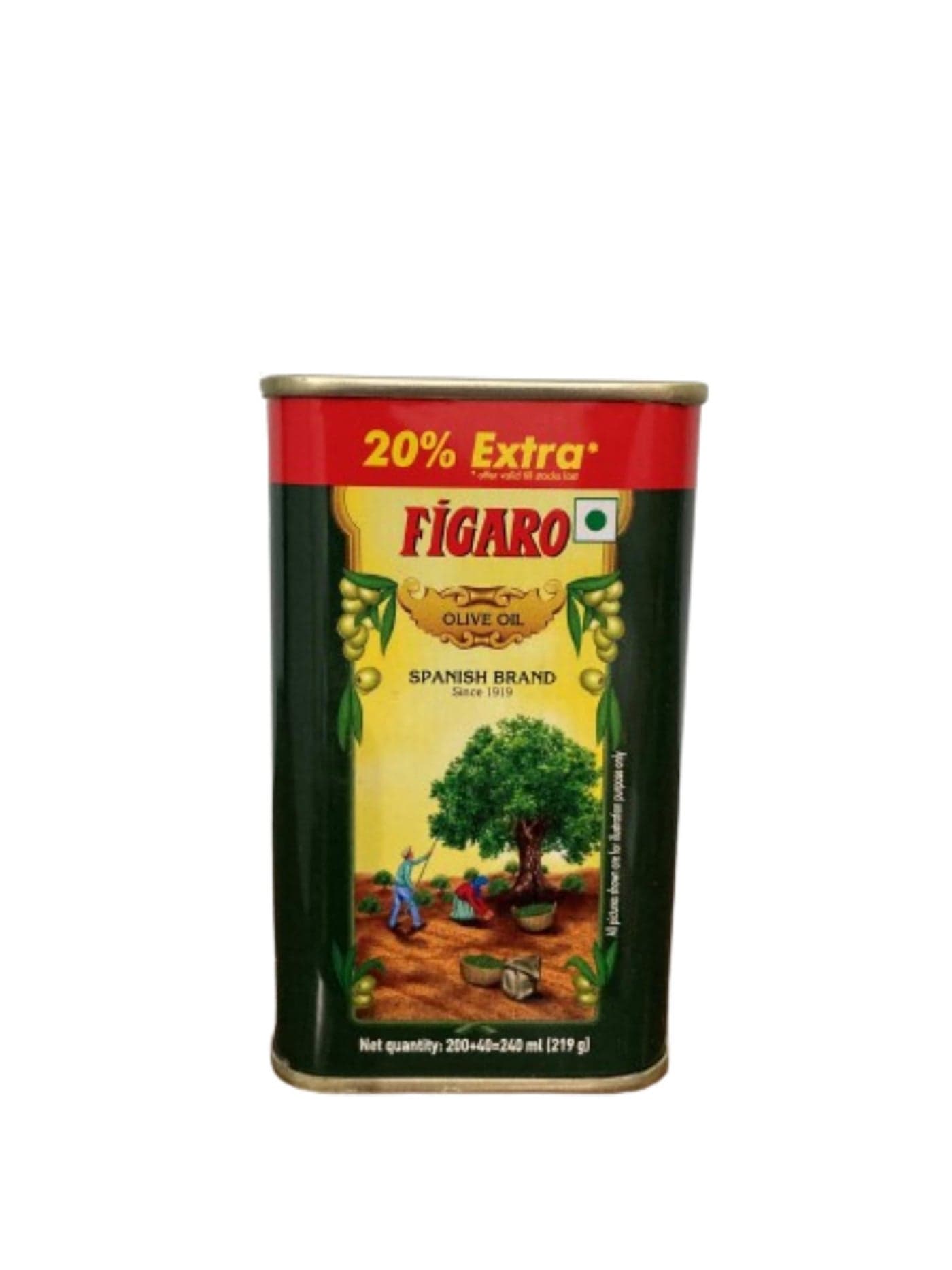 Figaro Olive Oil- Pure Olive Oil (200ml + 40ml = 240ml) Tin | 20% Extra