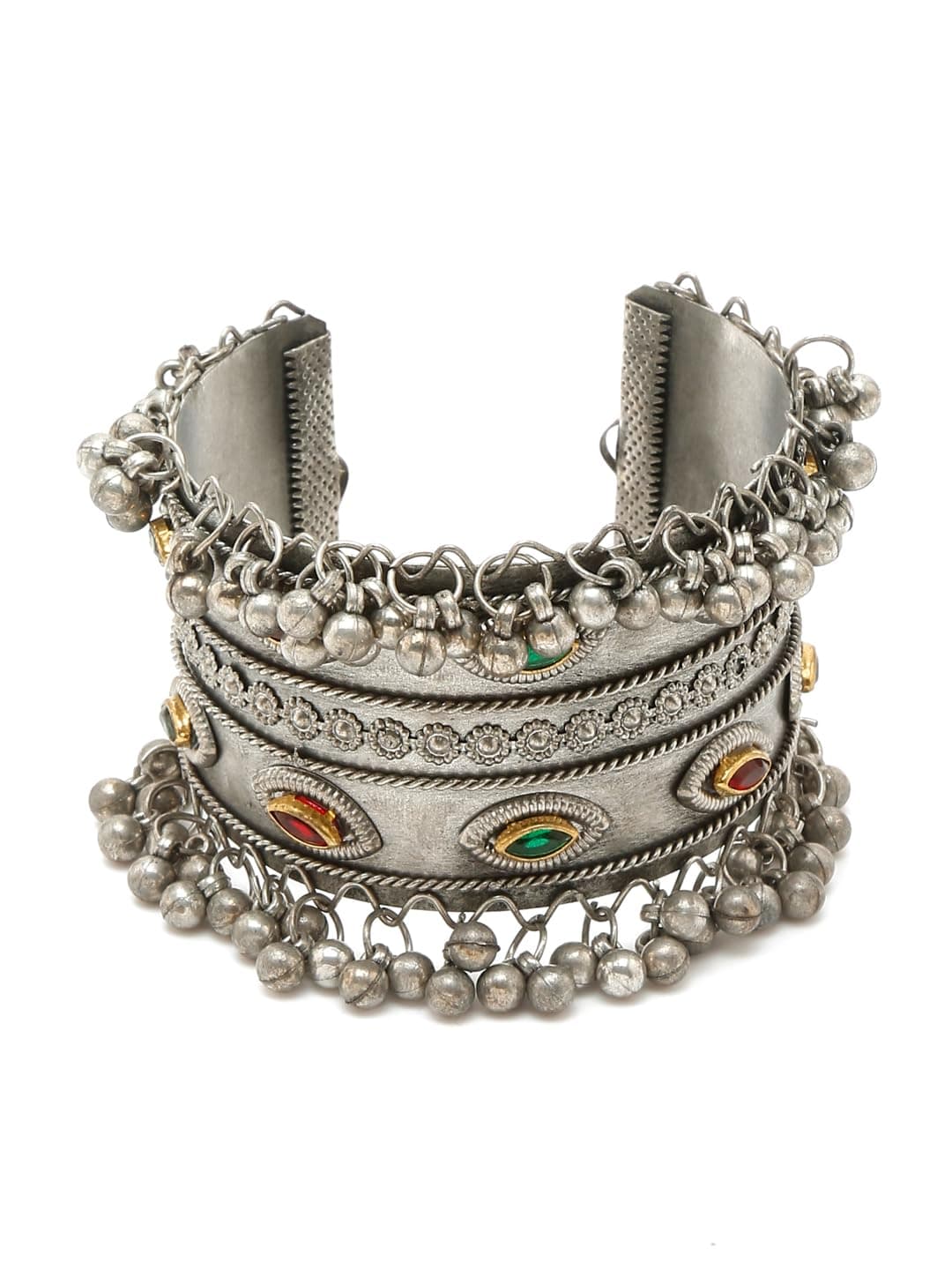 YouBella Jewellery for Women Celebrity Inspired Oxidised Silver Plated Cuff Bracelet Bangle for Women and Girls (Style 3)