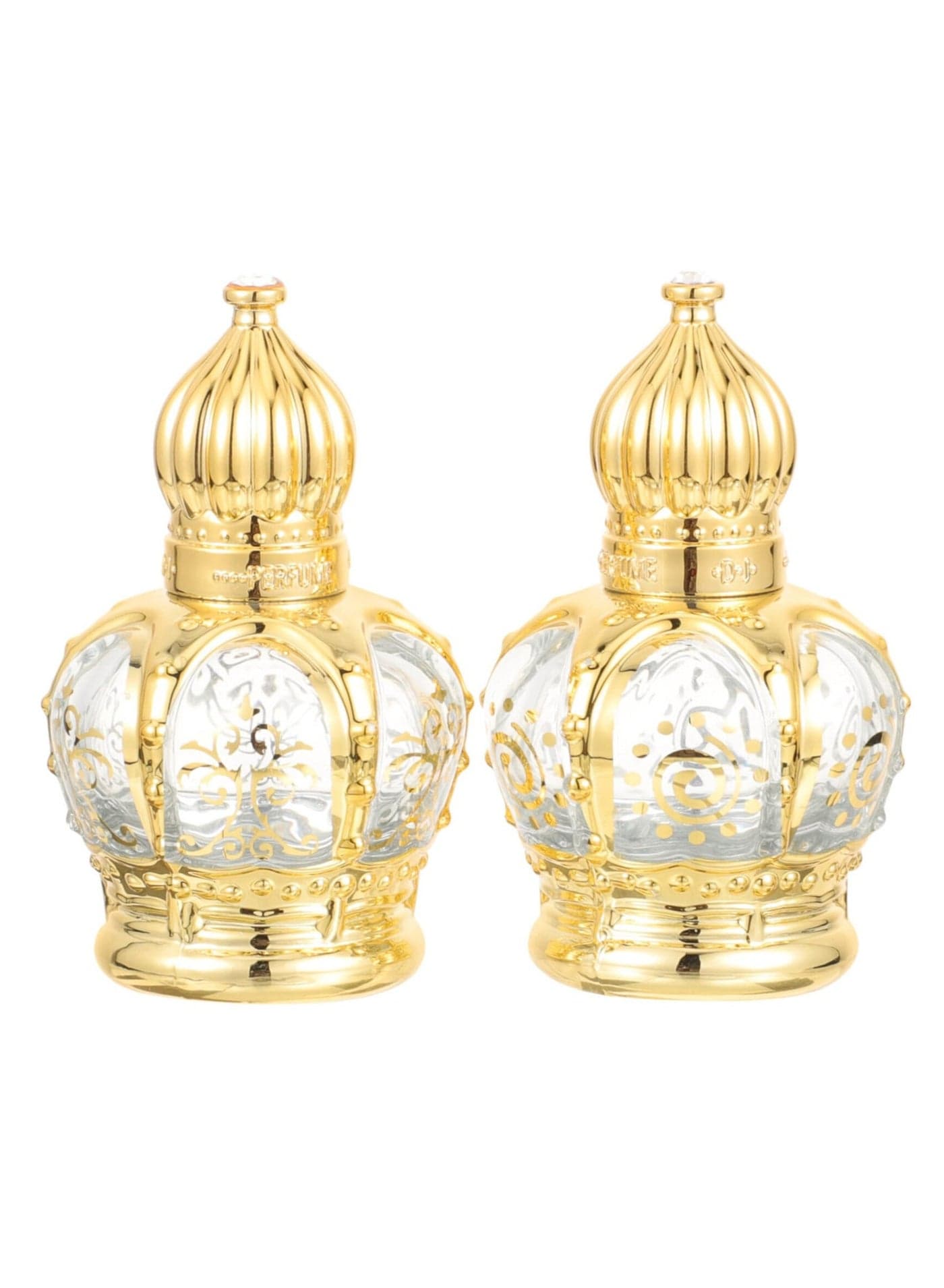Set of 2 Refillable 10ml Crystal Glass Roller Bottles for Essential Oils and Perfumes, Vintage Style, Perfect for Travel and Gift Giving
