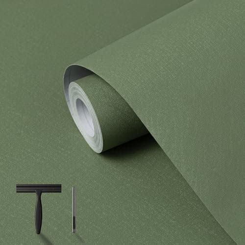 practicalWs Green Contact Paper Peel and Stick Wallpaper with Tools, Modern Removable Wall Paper for Bedroom Walls, 17.7'' x 590.5'' Self-Adhesive Thickened Wallpaper for Kitchen Cabinets and Drawers