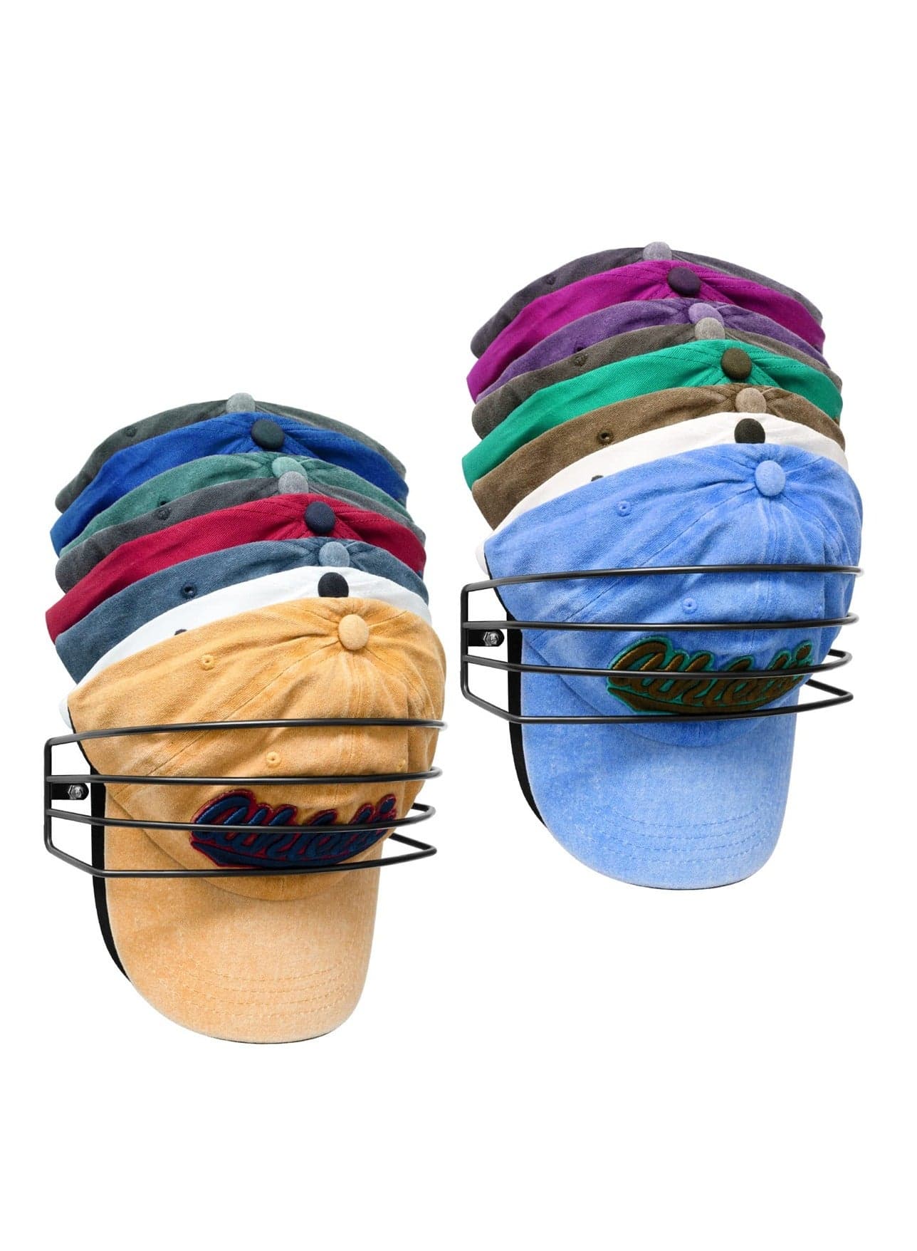 Metal Hat Racks, Holds Up to 30 Baseball Caps, Wall and Door Cap Organizers, 2 Pack