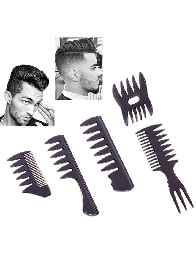 Styling Hair Comb Set Salon Barber Hairstylist Comb 5 Pack Professional Hair Brush Retro Hairdressing Hair Care Style Accessory Double-sided for Men Boy Gentleman