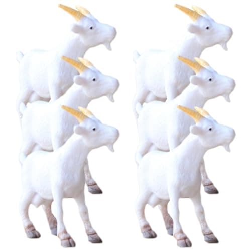 IMIKEYA Miniature Goat Figurines 6pcs Realistic Plastic Toy Goats Animal Models for