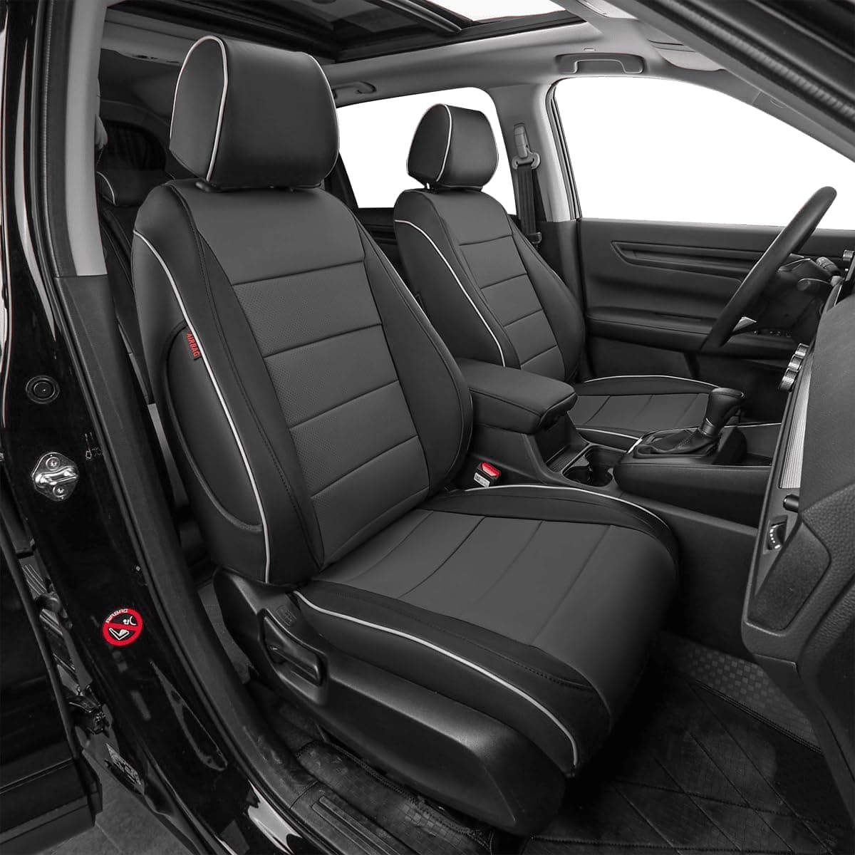 EKR Custom Fit Leather Seat Covers for Honda HRV LX (2019-2022) - Black/Gray