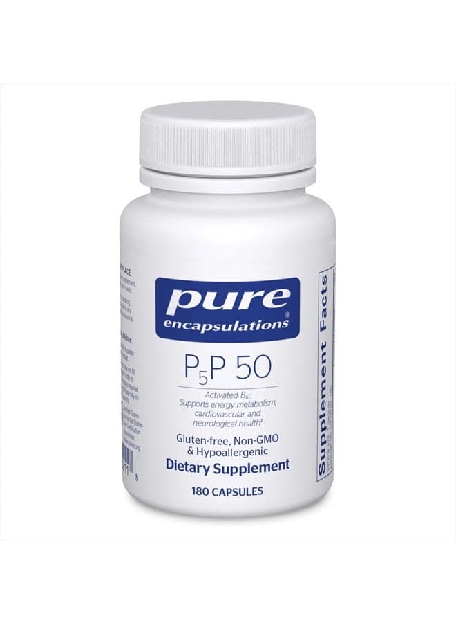P5P 50 - Active Vitamin B6 - Supports Energy Metabolism & Brain Health* - Gluten Free & Non-GMO - 180 Capsules