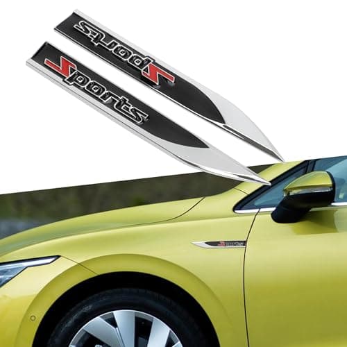 TOMALL 2Pcs 3D Metal Sports Logo Emblem Badge for Car Side Fender Emblem Decals Rear Trunk Badge Sticker Sport Decal for All Truck SUV Pickup Model Racing Sports Decoration for Car Accessories (Black)