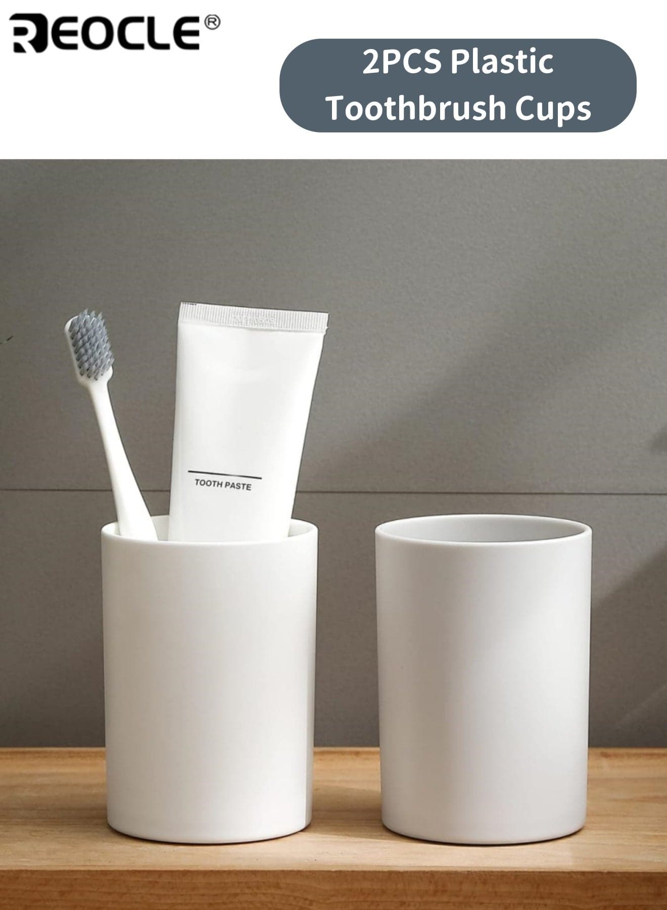2PCS Bathroom Tumbler Cup Set Reusable Unbreakable Toothbrush Cups Easy to Clean Plastic Mouthwash Cups Toothbrush Holder for Bathroom Daily Use Home Bathroom Organization Ideal for Families Adults Kids