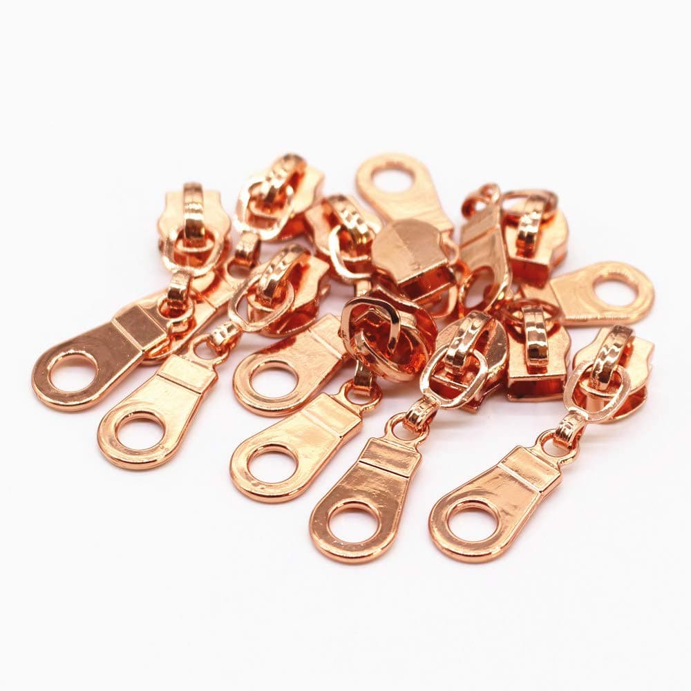 YaHoGa 50PCS 5 Rose Gold Pulls for Nylon Coil Zippers Zipper Sliders for Luggages Purses Bags Bulk
