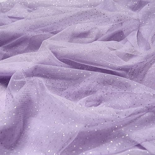 Sewdudely 60 Light Purple Tulle Glitter Shiny Silver Sequins Fabric by The Yard for BridalWeddingParty DecorationTulle DressCostumeGift WrappingDIY Crafts3 Yards
