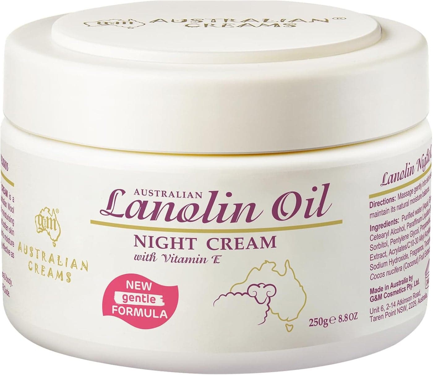 Lanolin Cream Moisturiser for Dry Cracked Skin Night Cream Vitamin E Intensive Hydration Australian Creams
