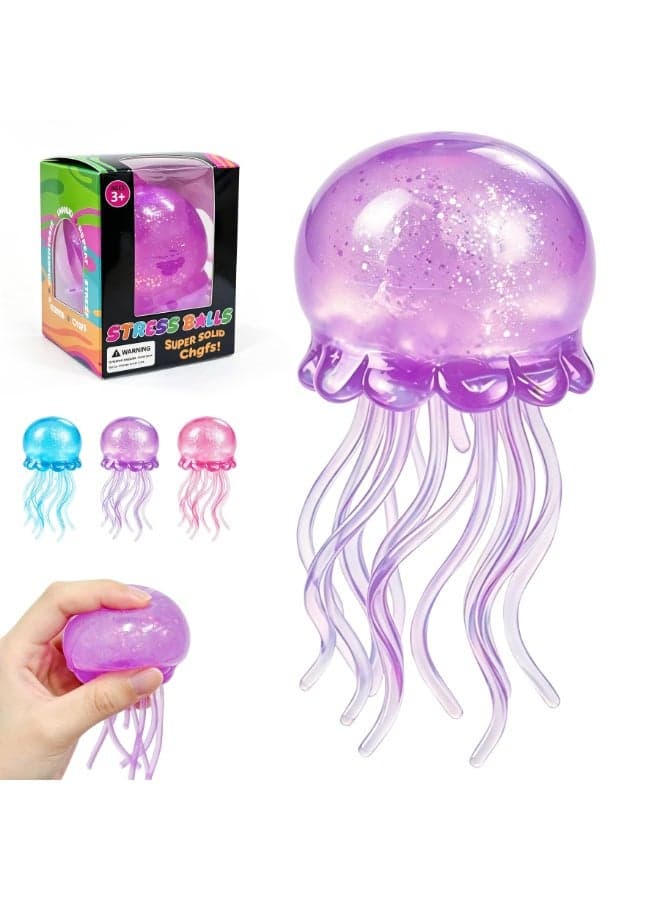 Jellyfish Squeeze Toy,2.16inch Jellyfish Squishy Malt Sugar Balls Filled Squishy Sensory Fidget Toy,Ultra Soft Moldable Slow Rise Stress Relief Toy for Adults Anxiety Relief(Purple)