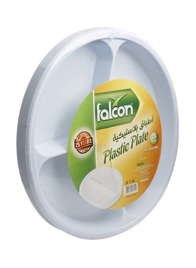 Falcon Round 3 Section Plastic Plate White