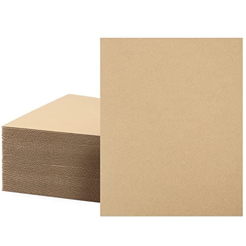 Mat Board Center 50 Corrugated Cardboard Sheets 8x10 Inches Flat Card Board Inserts for Packing Shipping Mailing DIY Crafts