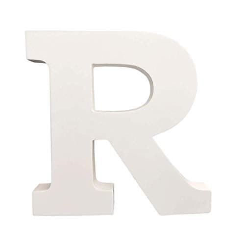 SMARTCAREWOOD Wooden R Letter- English Upper Case Alphabets Cutouts for Art and Craft Work (R_White_15x2.5 Cm)
