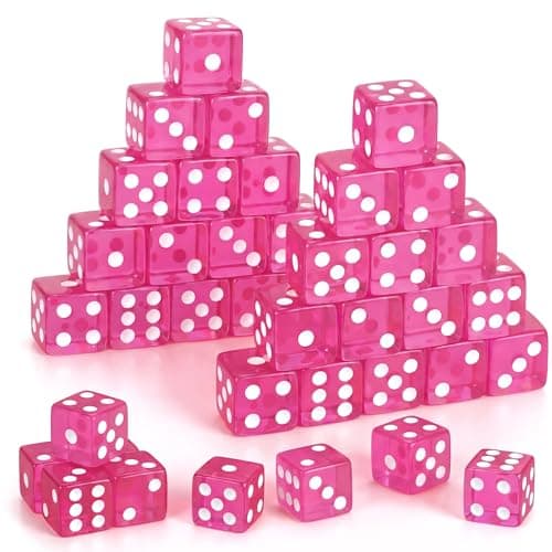 Poen 30 Pcs Light Pink Dice Set Opaque 16mm Dice Casino Theme Party with White Pips for Game Party Family Board Games