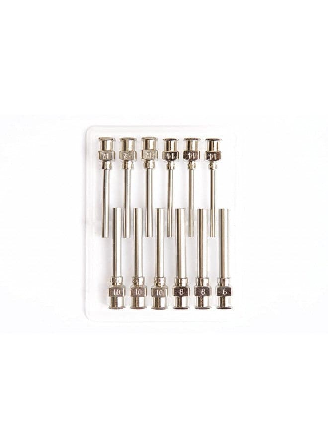 12 Pack - Dispensing Needle 1" - All Metal, Stainless Steel Blunt Tip Luer Lock 8, 10, 12, 14 Gauge (All Sizes)