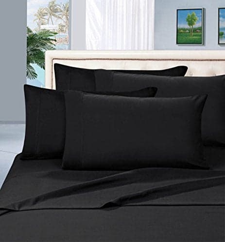 Elegant Comfort Wrinkle Resistant Luxury 6-Piece Bed Sheet Set - 1500 Premier Hotel Quality Silky Soft #1 Rated Sheet Set - King, Black