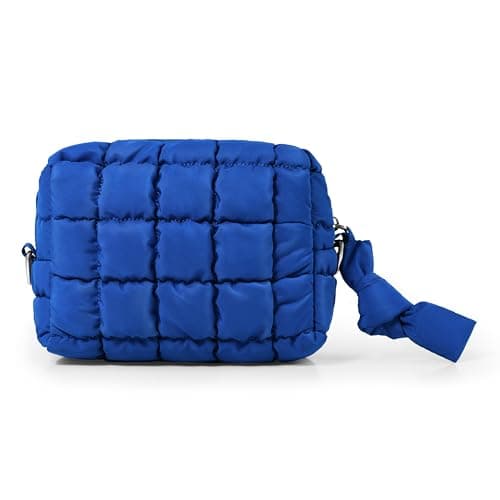 Yarnic Quilted Makeup Bag Cosmetic Bag, Travel Toiletry Bag for Women, Cute Makeup Bag Organizer Puffer Makeup Pouch (S, Royal Blue)