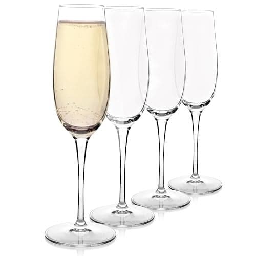 Luigi Bormioli Crescendo 8-ounce. Champagne Flutes , Set Of 4, Prosecco Glasses, Clear Crystal Son-hyx Glass, Dishwasher Safe, Made In Italy.