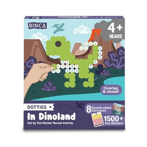BINCA Dotties Dot Art Activity Kit - On the Go, 750+ Stickers, Vehicles Mess-Free Activities, DIY Dot Sticker Art for Toddlers, Kids Travel Activities, Craft Kits & Gifts for Boys & Girls Ages 4,5,6,7