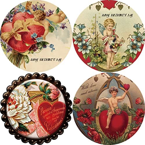 80 Vintage Valentine’s Day Stickers, Victorian Valentines Stickers Labels, Classic Cherub Valentine’s Day Gift Party Favor Decorations