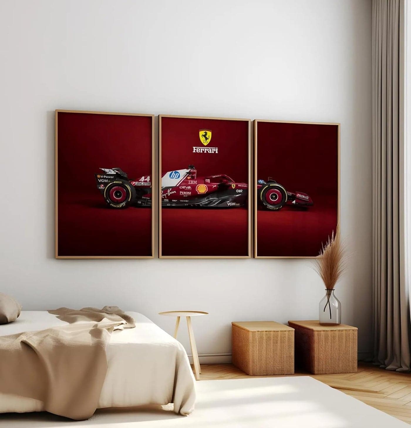 Gamya Extra Big Formula 1 F1 Cars Framed Aesthetic Posters For Wall Decoration, Bedroom, Living Room, Gift Item For Boys | Set of 3 (19x29 Inches) (FERRARI (RED))
