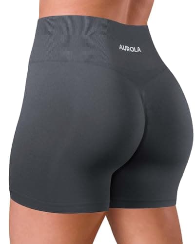 AUROLA Dream Collection Women Workout Shorts High Waist Gym Shorts, Scrunch Butt Seamless Athletic Shorts,Asphalt Grey,M