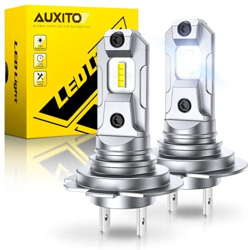 AUXITO H7 LED Bulbs, 500% Brighter 6500K White, 1:1 Mini Size No Adapter Required Easy install, H7ll Fanless LED Kit Fog Lights