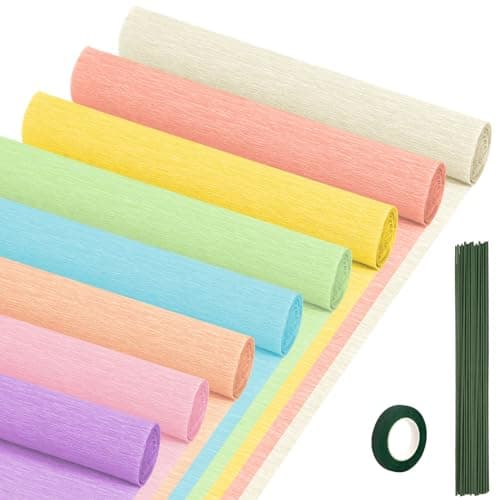 Crepe Paper Streamers 8 Rolls 10 x 98Inch 8 Pastel Colors Crepe Paper Sheets for DIY Gift Colourful Paper Flower Wrapping Paper Crafts Birthday Wedding Holiday Party Decorations