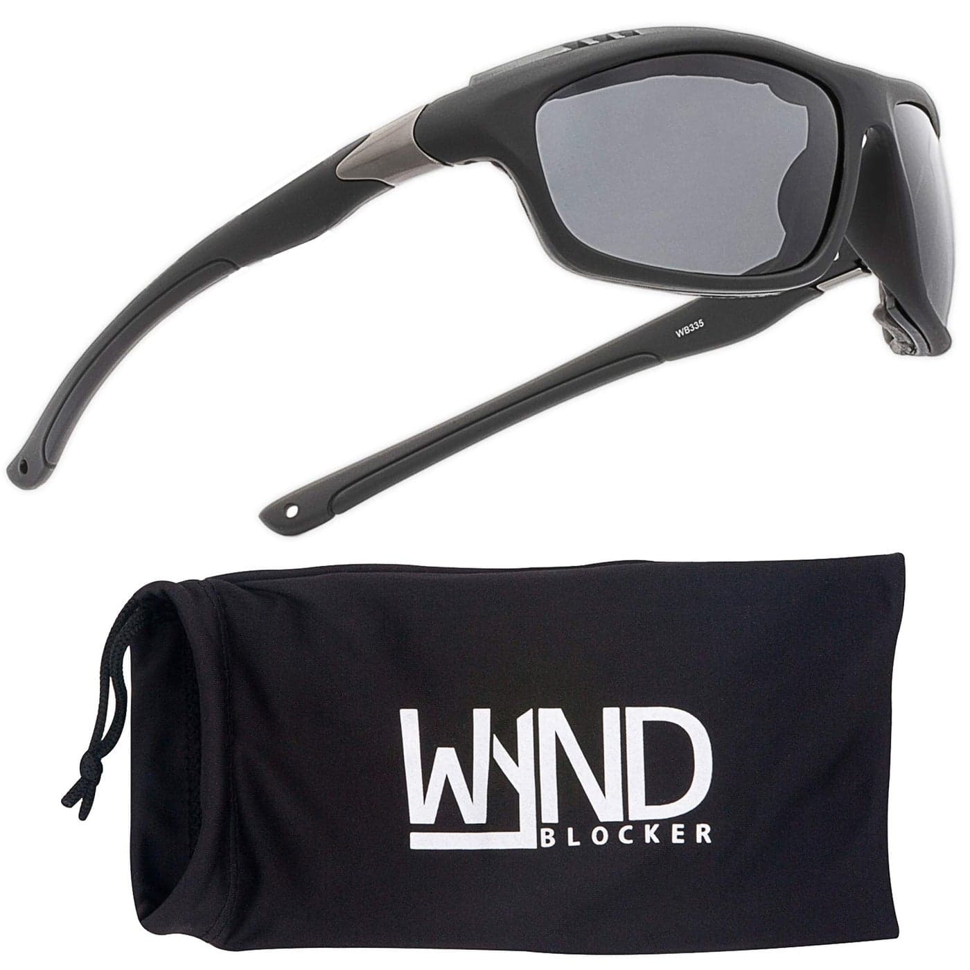 WYND Blocker Airdam Sunglasses Motorcycle Riding Driving Fishing Boating Wrap Black Matte Smoke