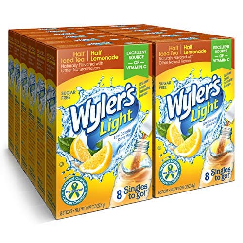 Wylers Light Singles To Go Powder Packets Water Drink Mix Half Iced TeaHalf Lemonade 96 Single Servings Pack of 12